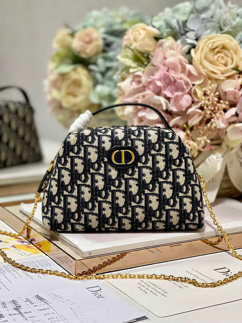 30 Montaigne D-Cosy Mini Bag S5163 Blue Dior Oblique Jacquard - Default Title - View 1
