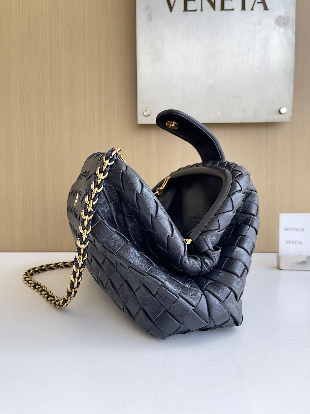 Bottega Veneta Teen Lauren 1980 With Chain 785807 Lambskin Navy Blue