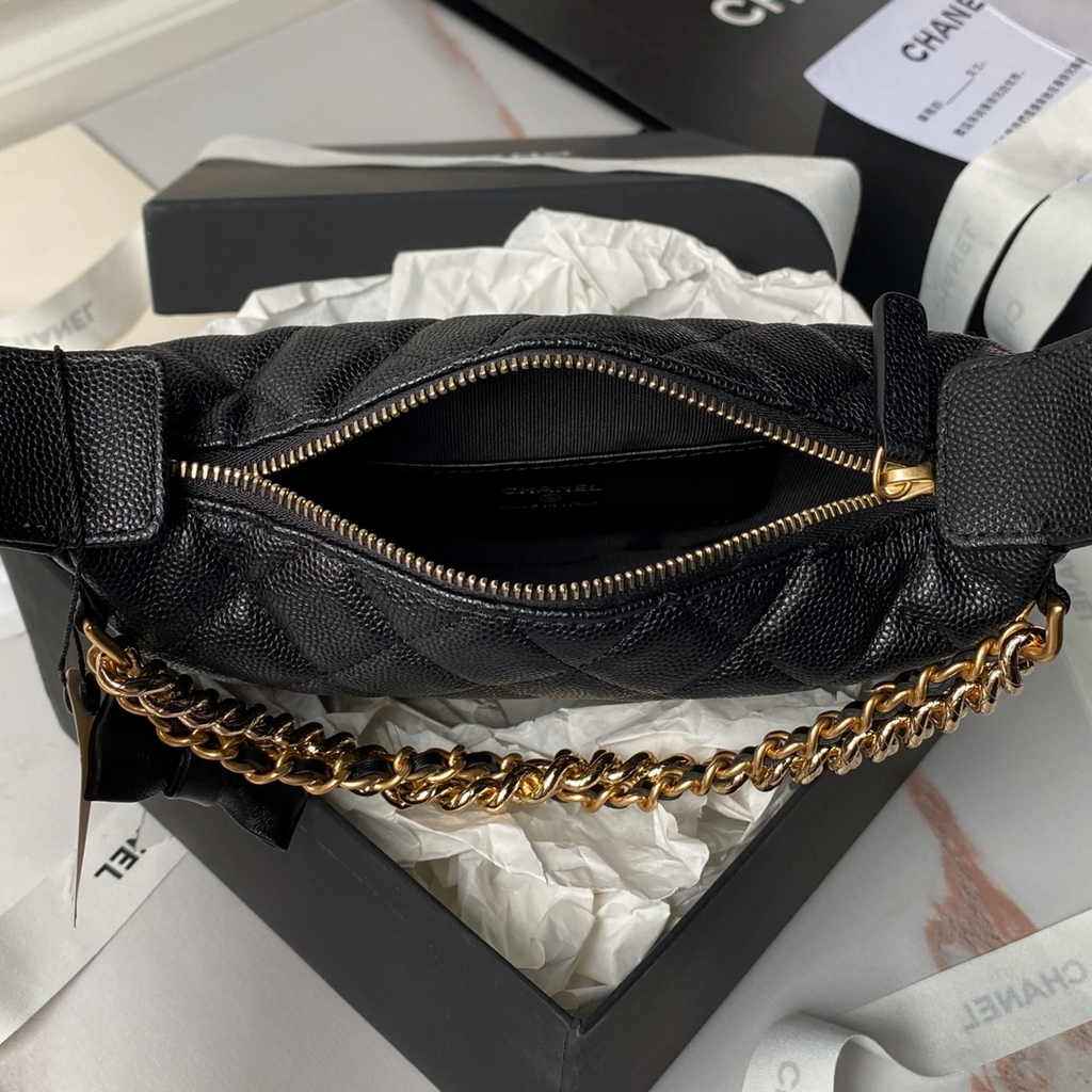 Chanel pouch grained shiny calfskin & gold-tone metal, AP3943 black - Default Title - View 4