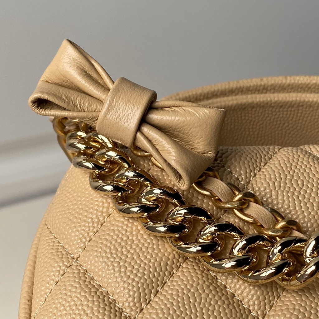 Chanel pouch grained shiny calfskin & gold-tone metal, AP3943 apricot - Default Title - View 6