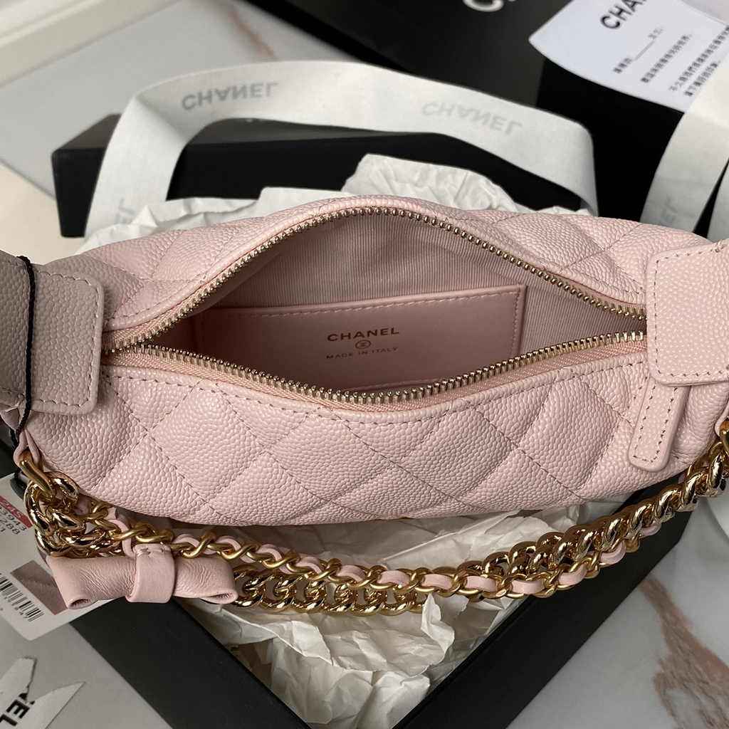 Chanel pouch grained shiny calfskin & gold-tone metal,  AP3943 pink - Default Title - View 3