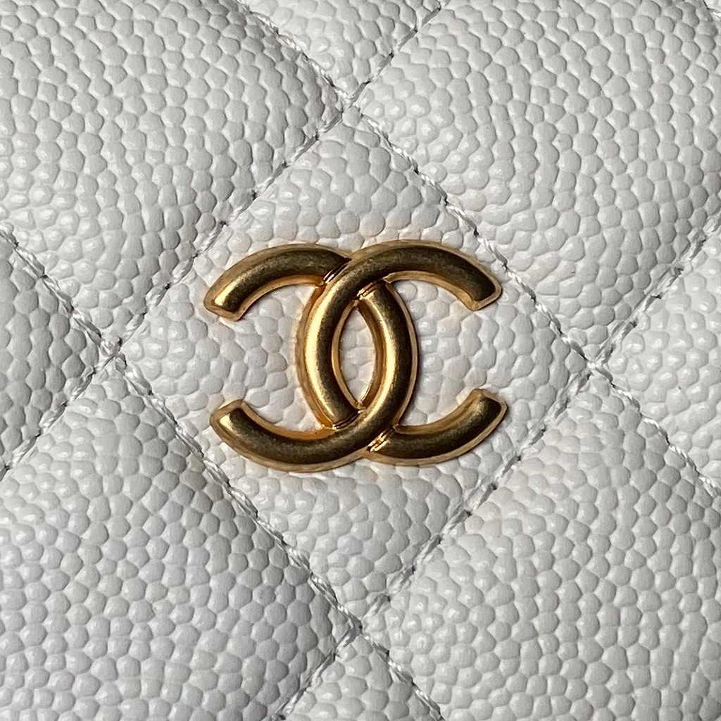 Chanel pouch grained shiny calfskin & gold-tone metal, AP3943 white - Default Title - View 6