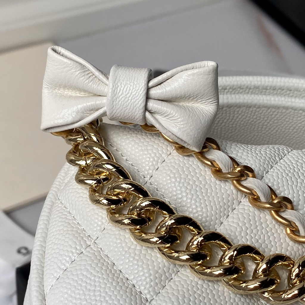 Chanel pouch grained shiny calfskin & gold-tone metal, AP3943 white - Default Title - View 7