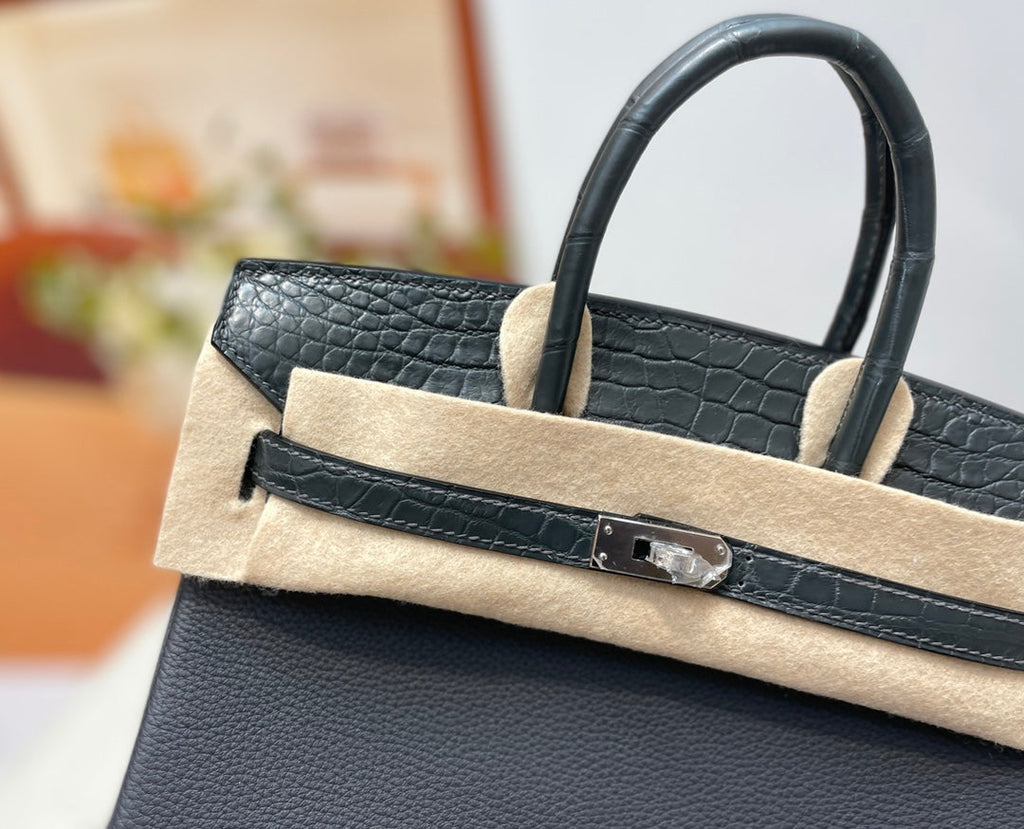 Hermès Birkin Bag Dark Gray Crocodile Togo Gold Hardware H8630 - W25×H20×D13cm - View 5