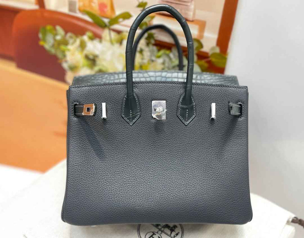 Hermès Birkin Bag Dark Gray Crocodile Togo Gold Hardware H8630 - W25×H20×D13cm - View 2