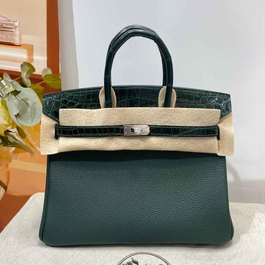 Hermès Birkin Bag Dark Green Crocodile Togo Gold Hardware H8632 - W25×H20×D13cm - View 1