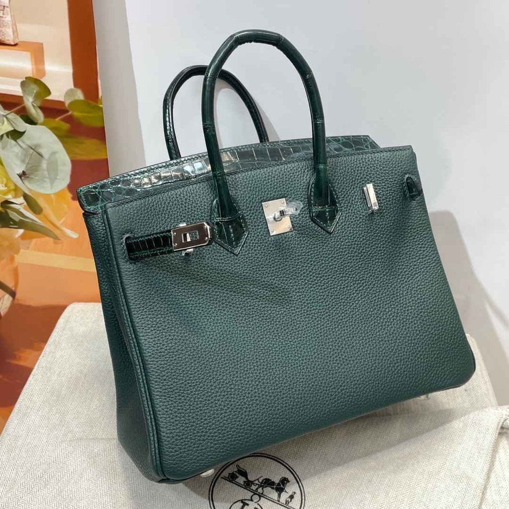 Hermès Birkin Bag Dark Green Crocodile Togo Gold Hardware H8632 - W25×H20×D13cm - View 3