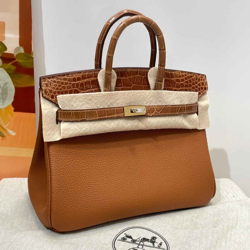 Hermès Birkin Bag Tan Crocodile Togo Gold Hardware H8635 - W25×H20×D13cm - View 3