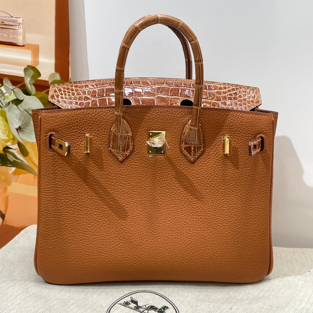 Hermès Birkin Bag Tan Crocodile Togo Gold Hardware H8635 - W25×H20×D13cm - View 5