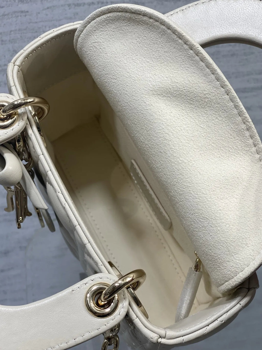 Mini Lady Dior Bag with Chain, M0505 Beige Cannage Lambskin