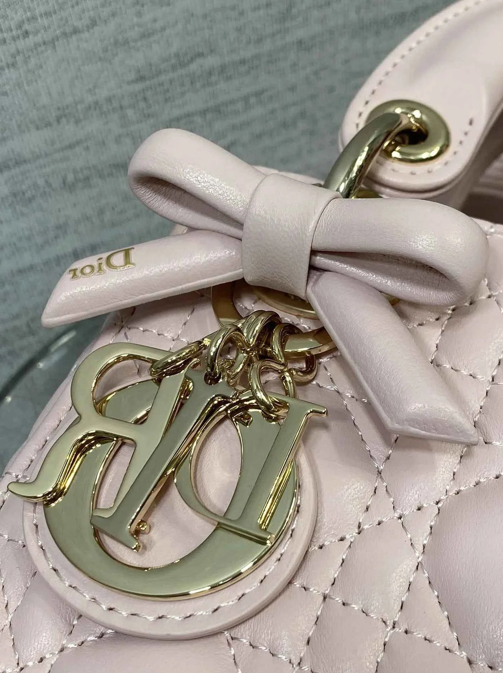 Mini Lady Dior Bag with Chain, M0505 Light Pink Cannage Lambskin
