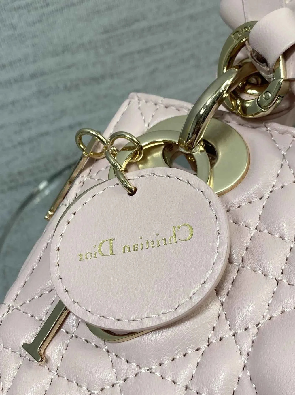 Mini Lady Dior Bag with Chain, M0505 Light Pink Cannage Lambskin