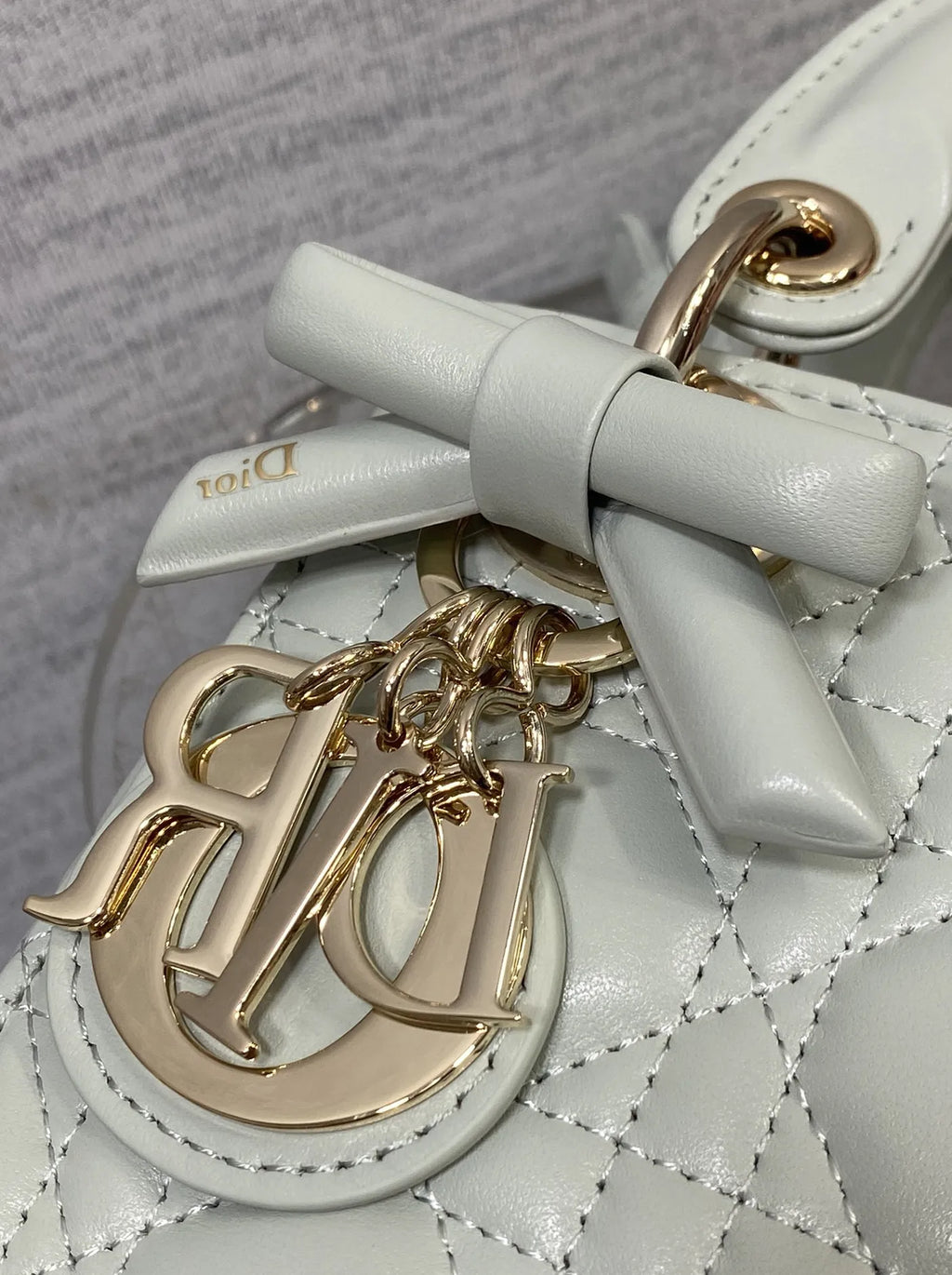 Mini Lady Dior Bag with Chain, M0505 Gray Cannage Lambskin