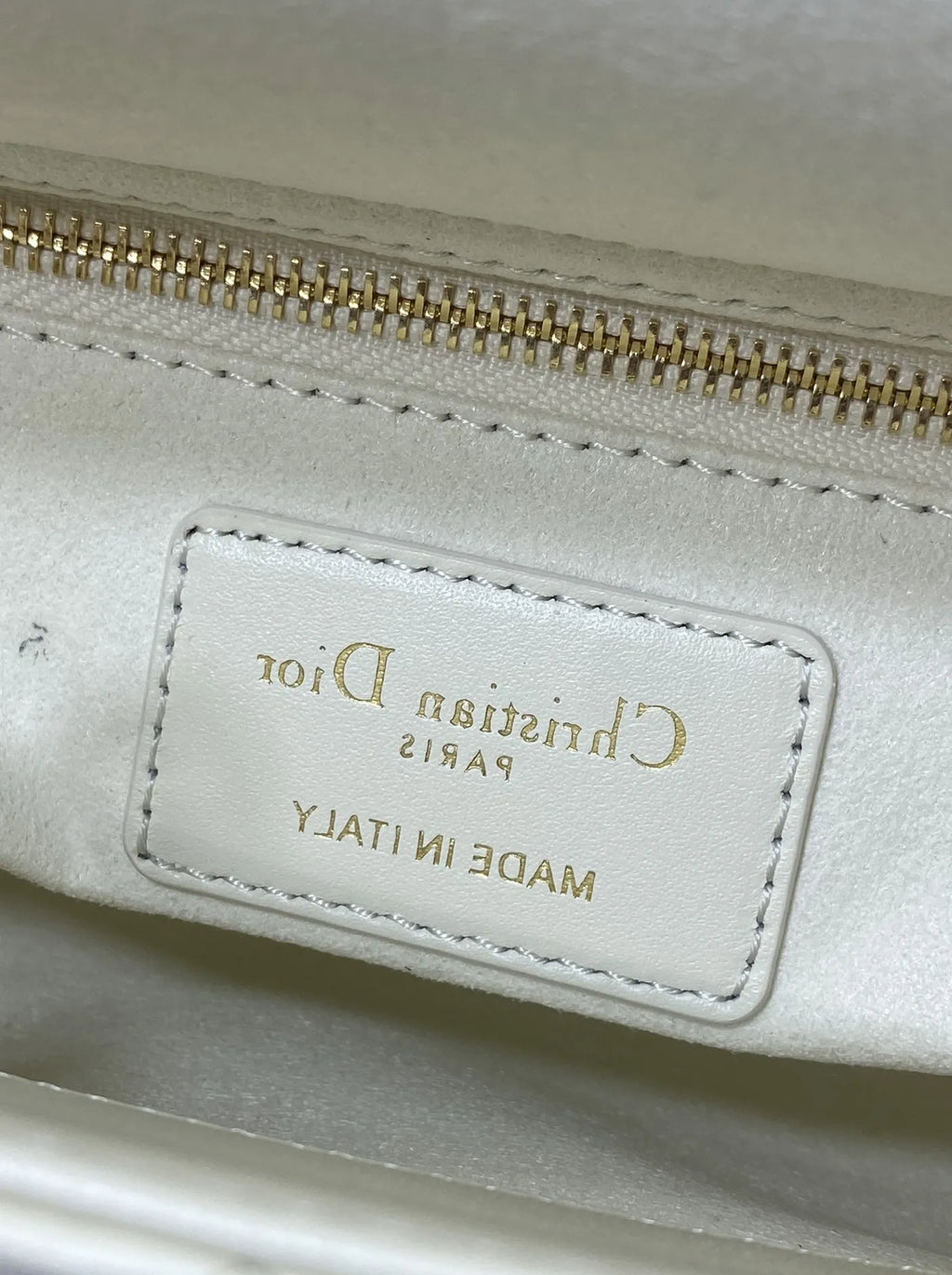 Qixi Mini Lady Dior Bag with Chain, M0505 White and Black Cannage Lambskin
