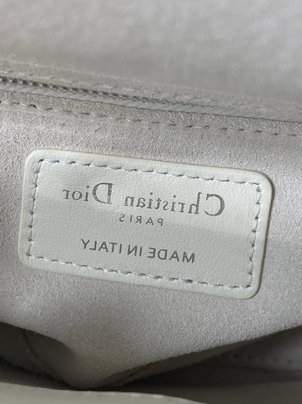 Qixi Mini Lady Dior Bag with Chain, M0505 Cannage Lambskin Black White