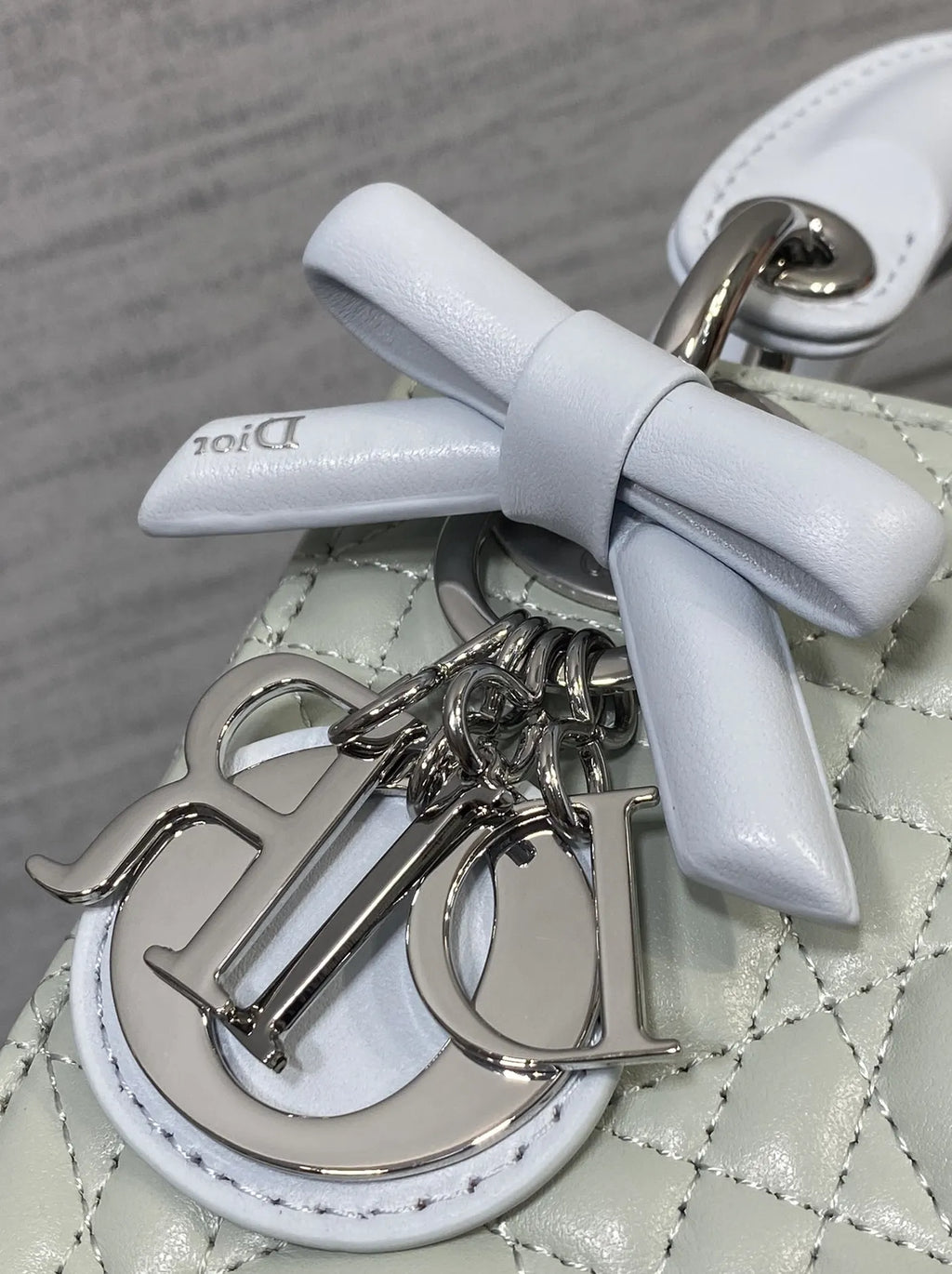 Qixi Mini Lady Dior Bag with Chain, M0505 Green and Blue Cannage Lambskin