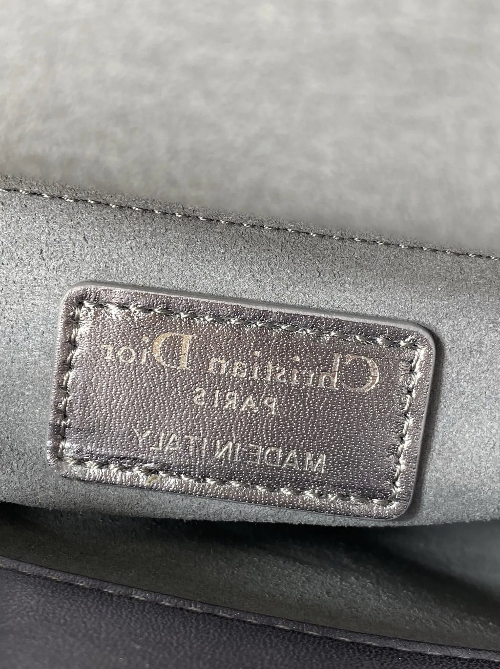 Qixi Mini Lady Dior Bag with Chain, M0505 Silver Gray Cannage Lambskin