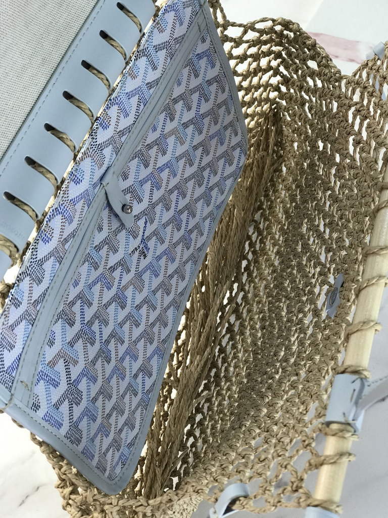 Goyard Aligre Bag, GY120182 Raffia White Leather