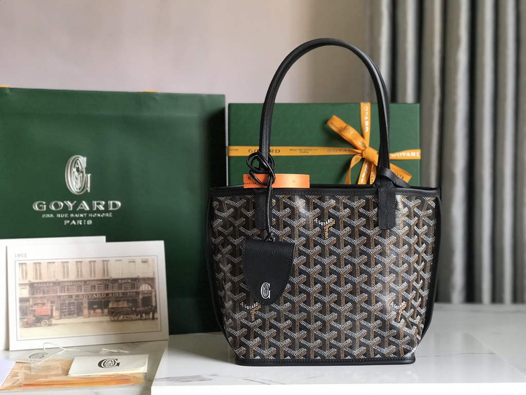 Goyard Anjou Mini Tote Bag, GY020660 Leather Black