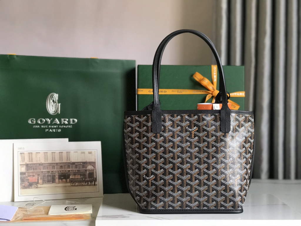 Goyard Anjou Mini Tote Bag, GY020660 Leather Black