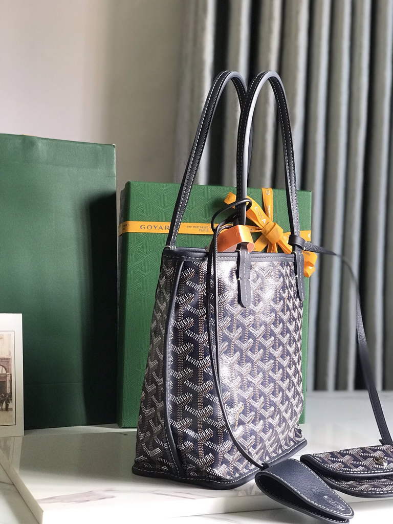 Goyard Anjou Mini Tote Bag, GY020660 Navy Blue