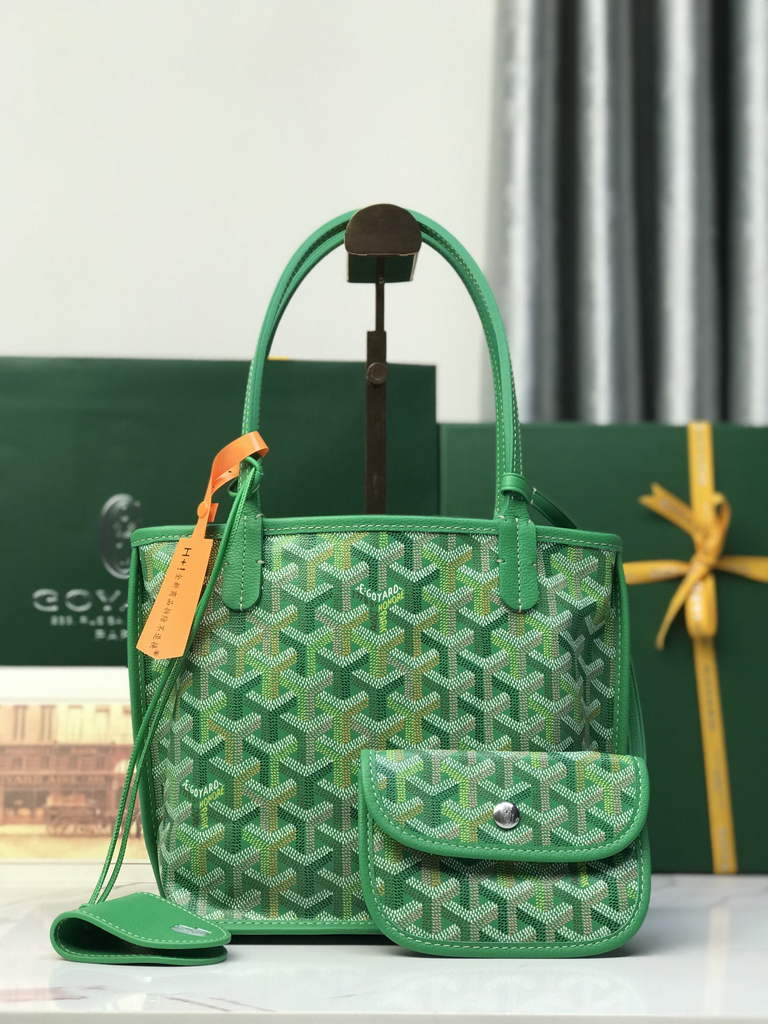 Goyard Anjou Mini Tote Bag, GY020660 Leather Green