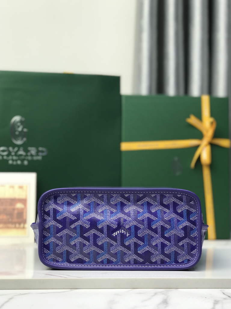 Goyard Anjou Mini Tote Bag, GY020660 Leather Dark Blue