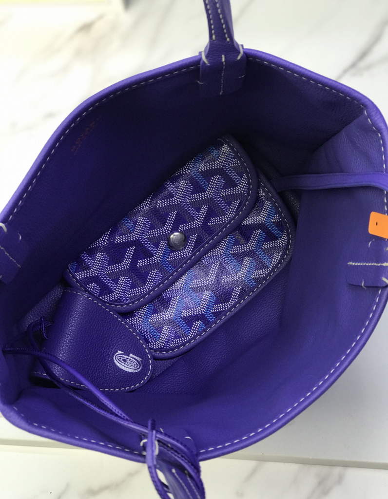 Goyard Anjou Mini Tote Bag, GY020660 Leather Dark Blue