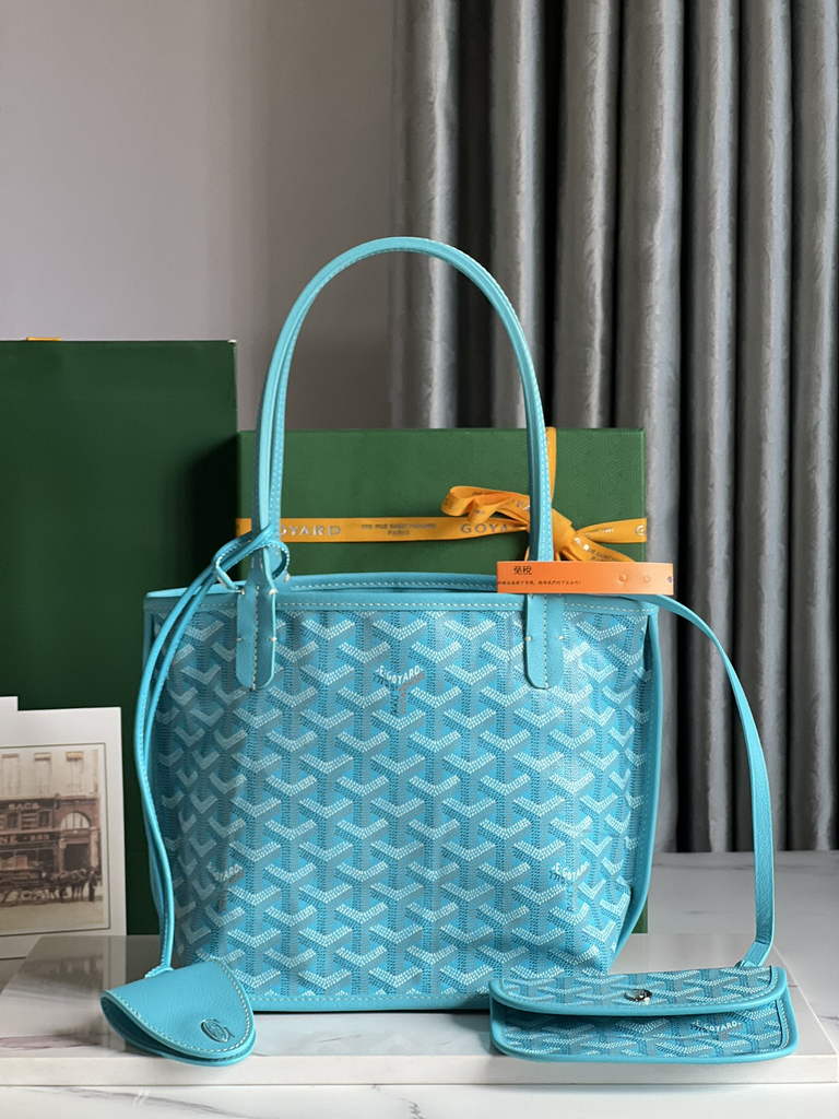 Goyard Anjou Mini Tote Bag, GY020660 Leather Light Blue