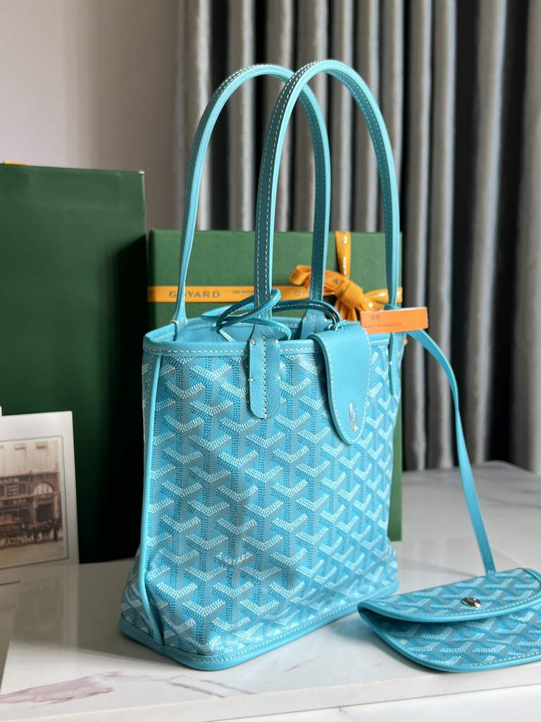 Goyard Anjou Mini Tote Bag, GY020660 Leather Light Blue