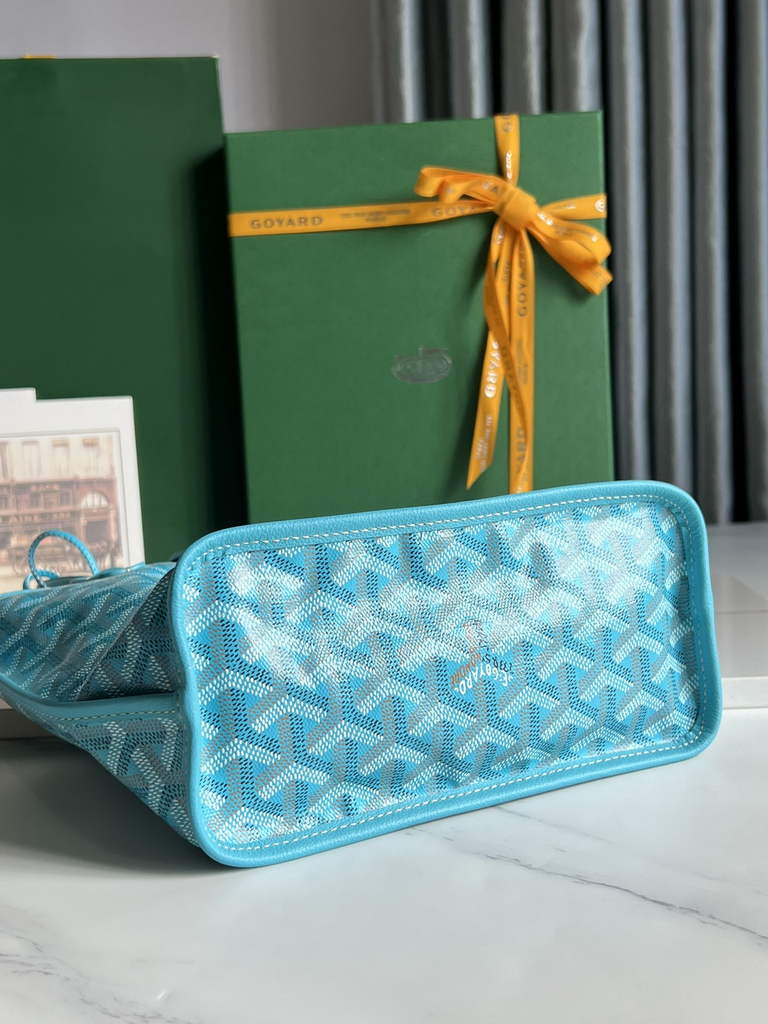 Goyard Anjou Mini Tote Bag, GY020660 Leather Light Blue