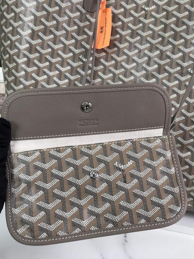 Goyard Anjou GM Tote Bag, GY020661 Leather Light Gray