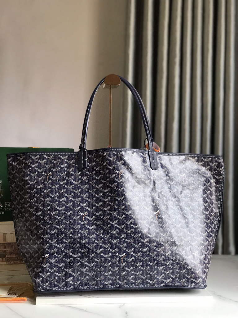 Goyard Anjou GM Tote Bag, GY020661 Leather Navy