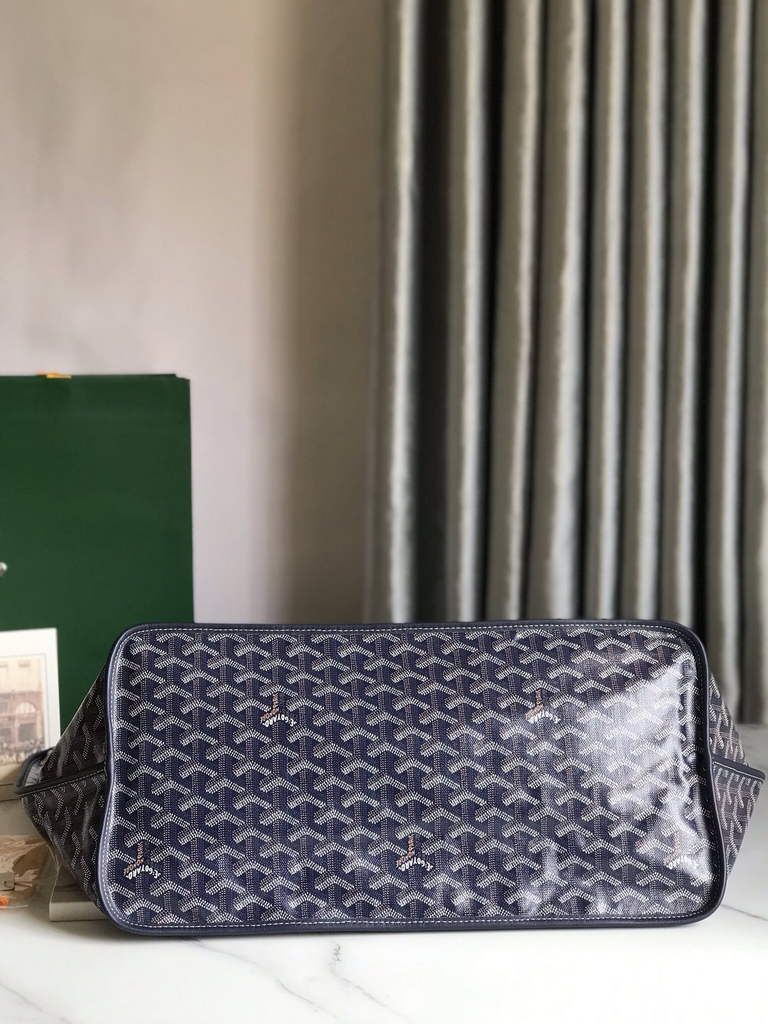 Goyard Anjou GM Tote Bag, GY020661 Leather Navy