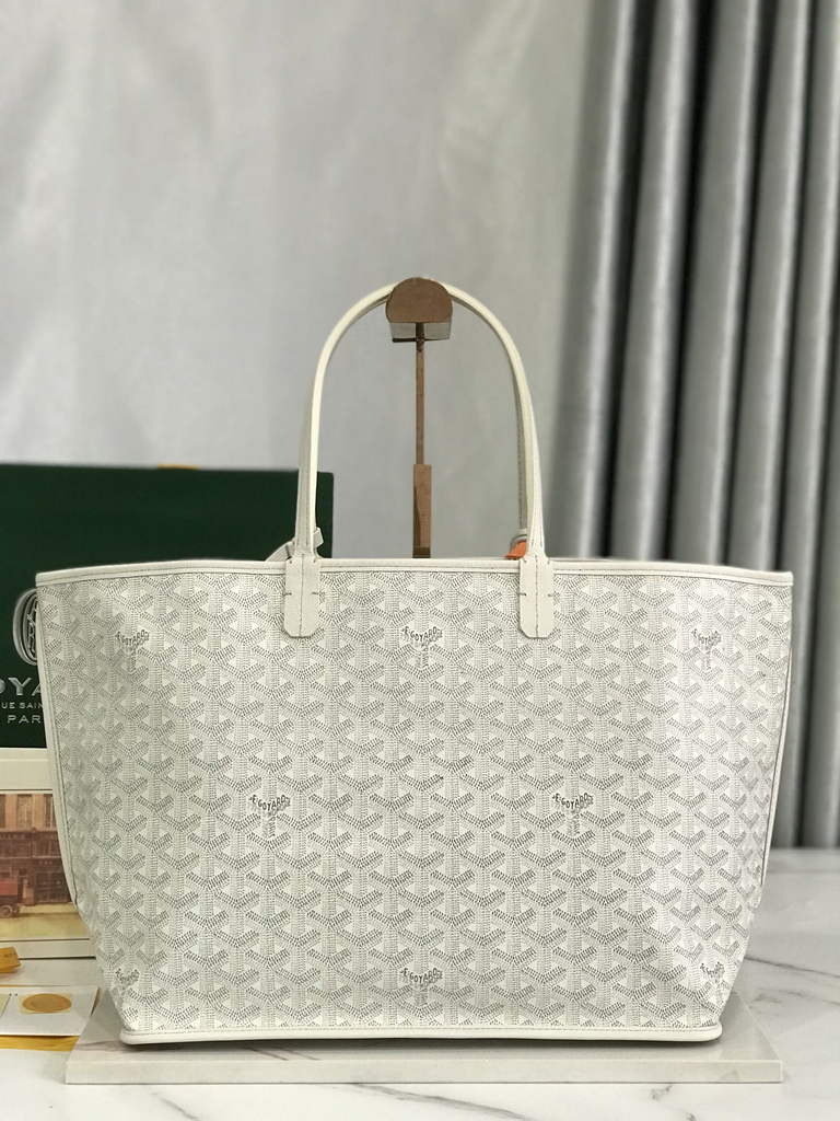 Goyard Anjou PM Tote Bag, GY020662 Leather White
