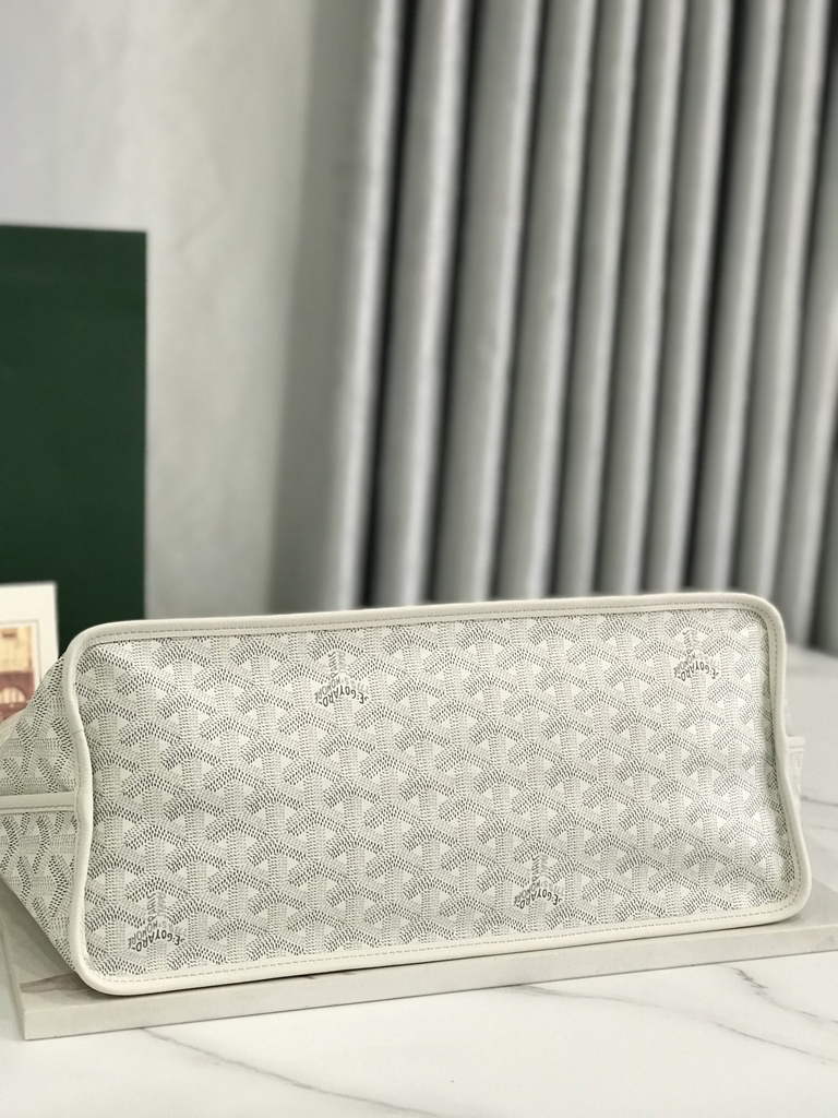Goyard Anjou PM Tote Bag, GY020662 Leather White