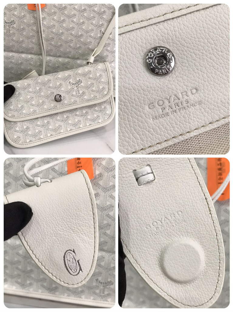 Goyard Anjou PM Tote Bag, GY020662 Leather White