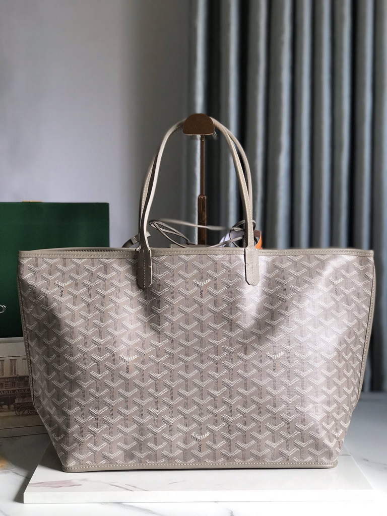 Goyard Anjou PM Tote Bag, GY020662 Leather Light Gray