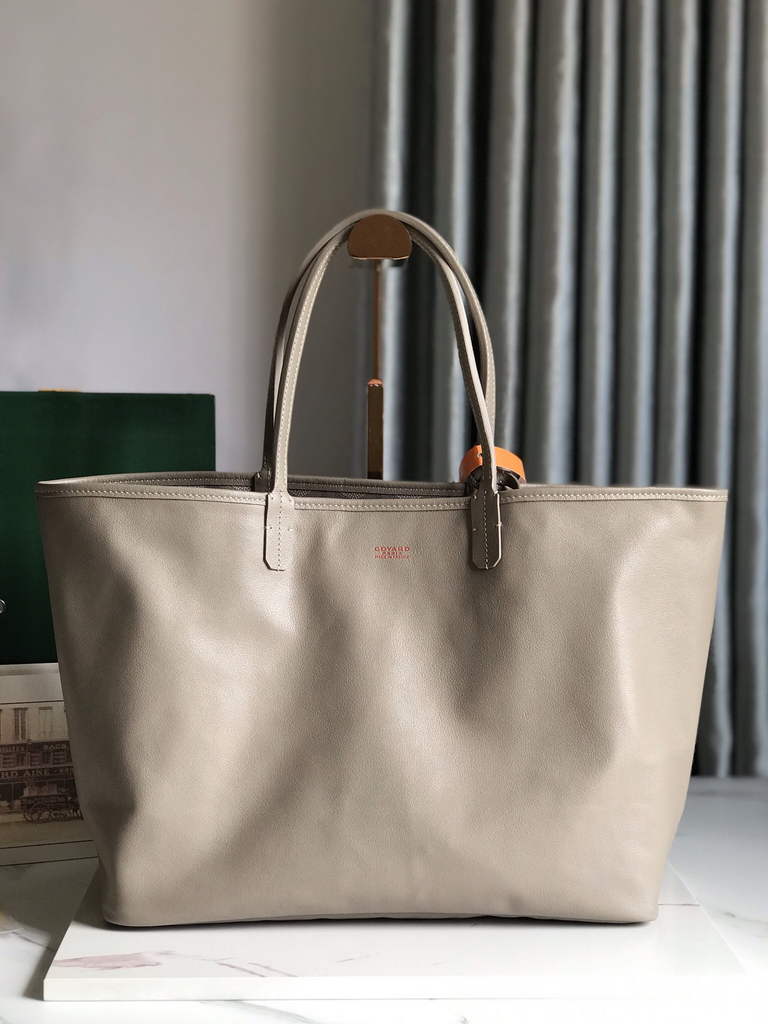 Goyard Anjou PM Tote Bag, GY020662 Leather Light Gray