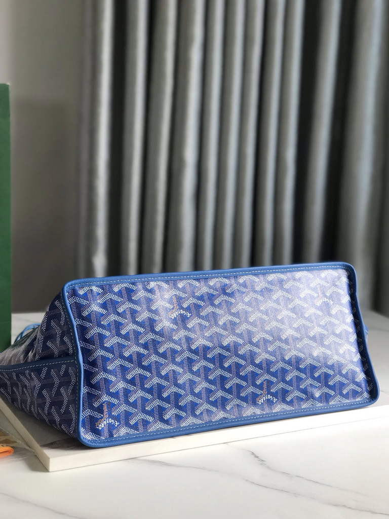 Goyard Anjou PM Tote Bag, GY020662 Leather Blue