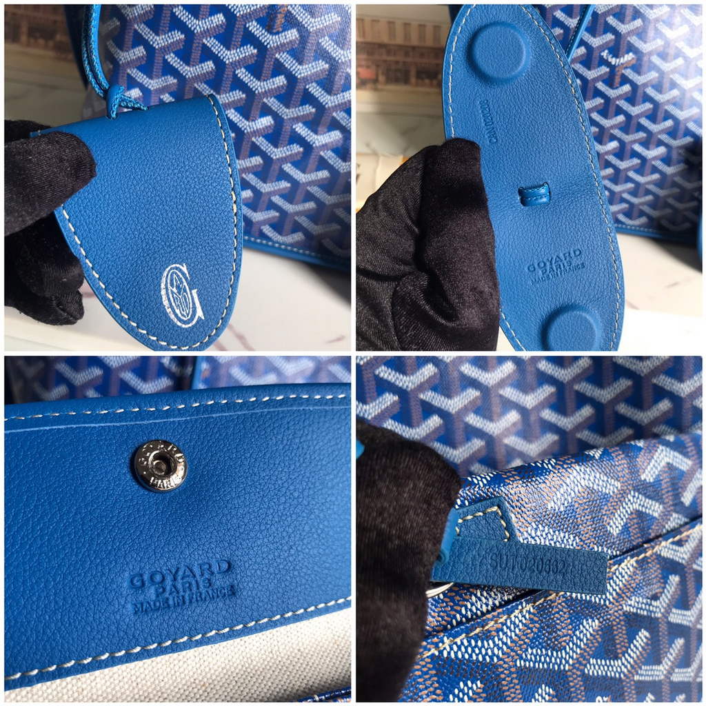 Goyard Anjou PM Tote Bag, GY020662 Leather Blue