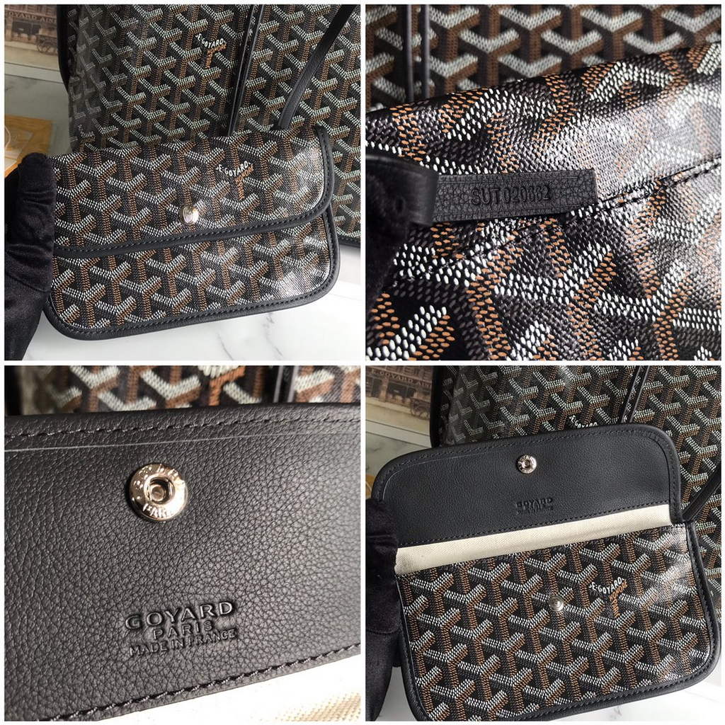 Goyard Anjou PM Tote Bag, GY020662 Leather Black