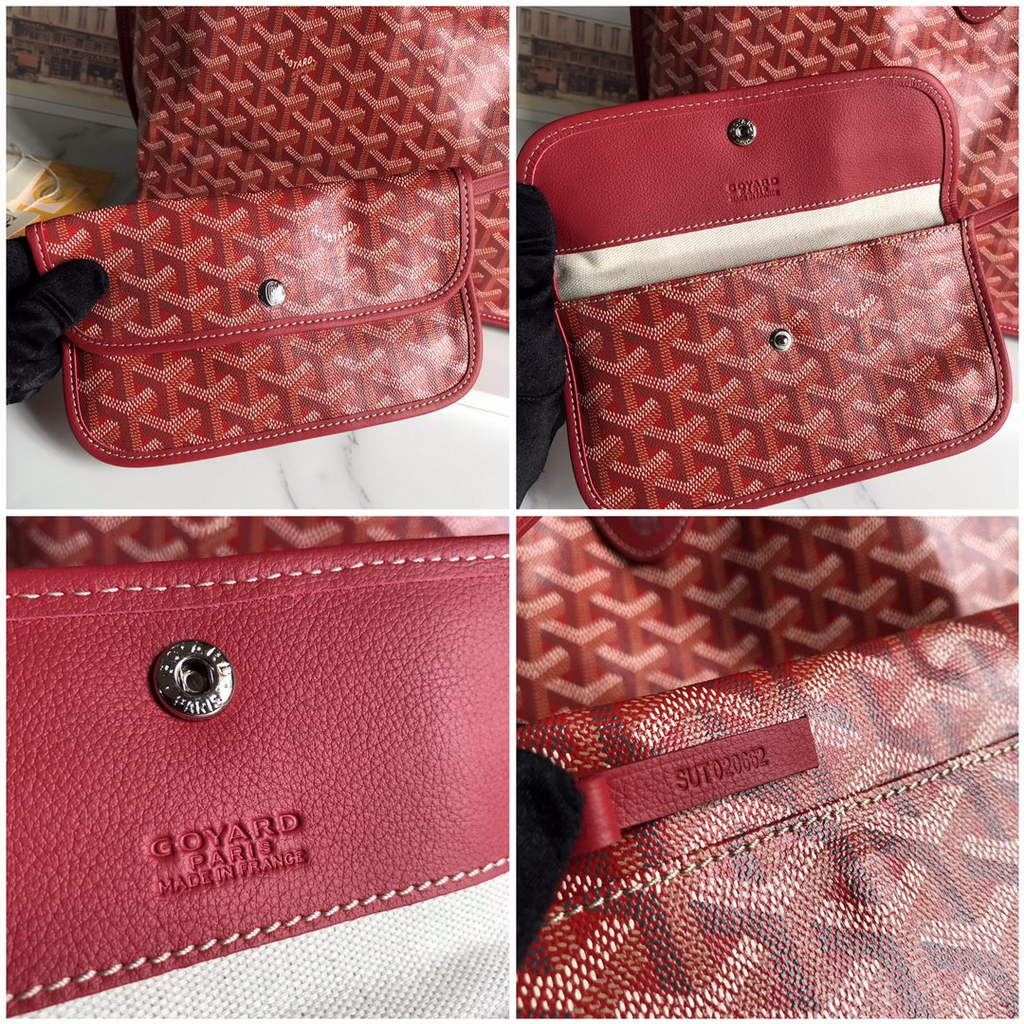 Goyard Anjou PM Tote Bag, GY020662 Leather Red