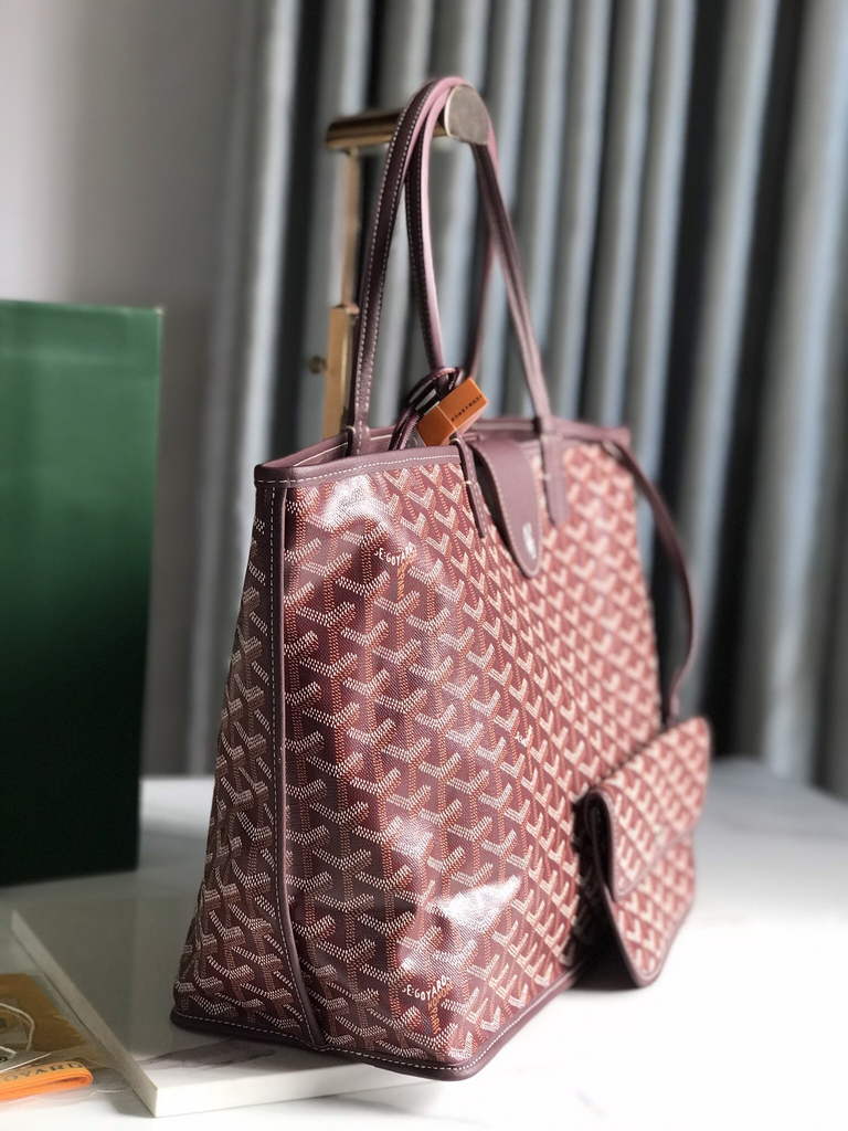 Goyard Anjou PM Tote Bag, GY020662 Leather Purple