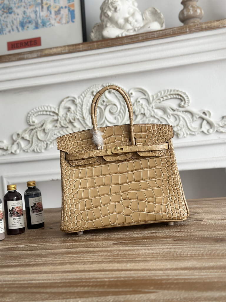 Hermès Birkin Bag 25 Calfskin Dark Beige