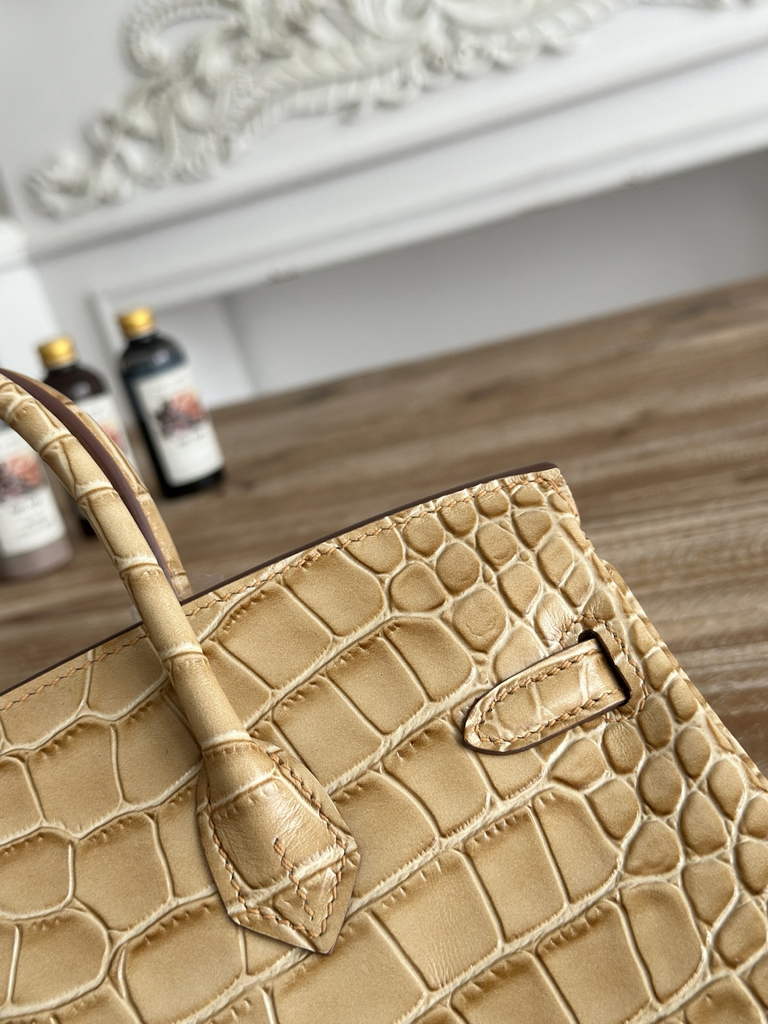 Hermès Birkin Bag 25 Calfskin Dark Beige