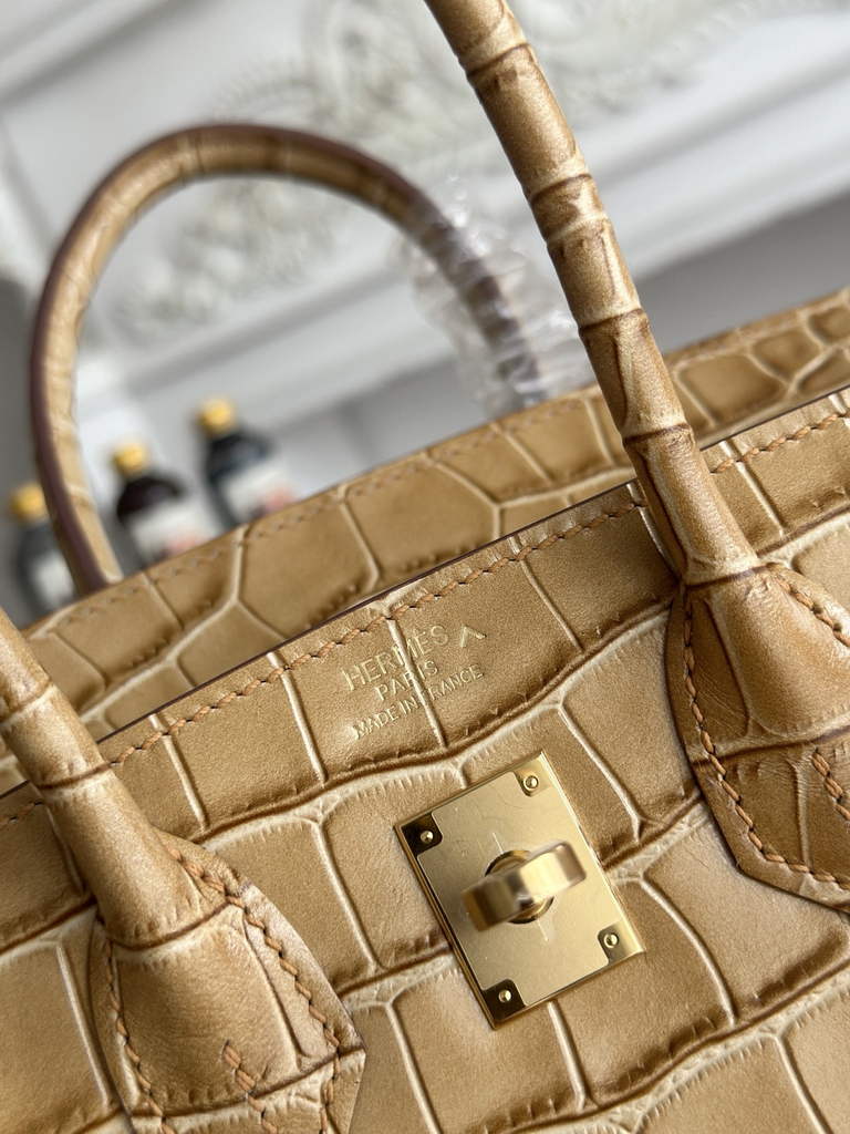 Hermès Birkin Bag 25 Calfskin Dark Beige