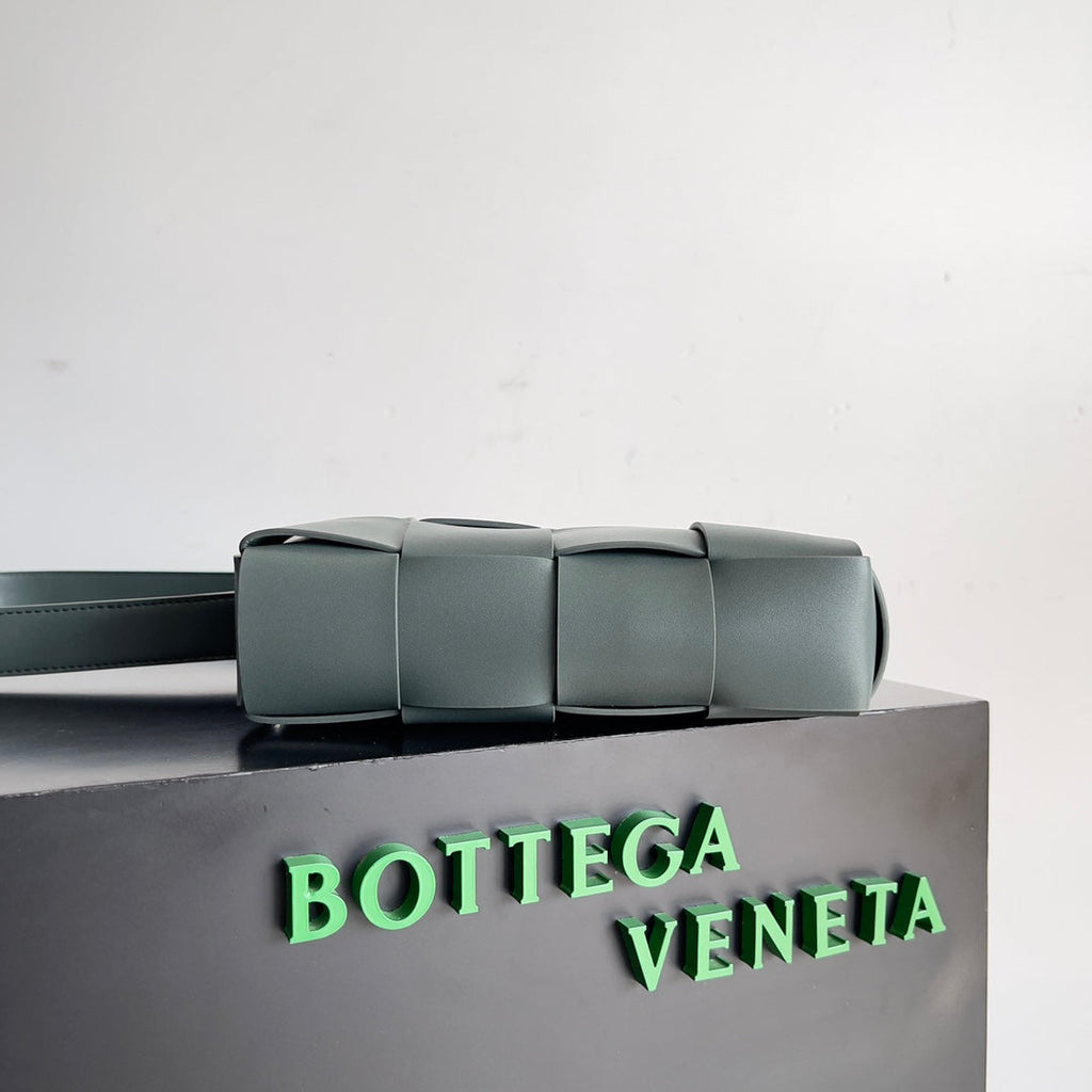Bottega Veneta Cassette Camera Bag 730027 Dark Green Calfskin