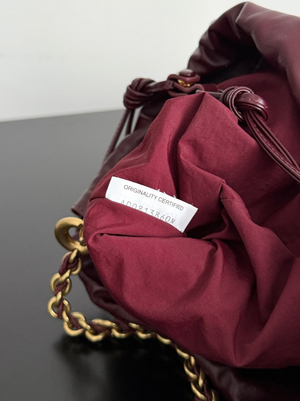 Bottega Veneta Dustbag Notte Leather Pouch -Wine Red 839394