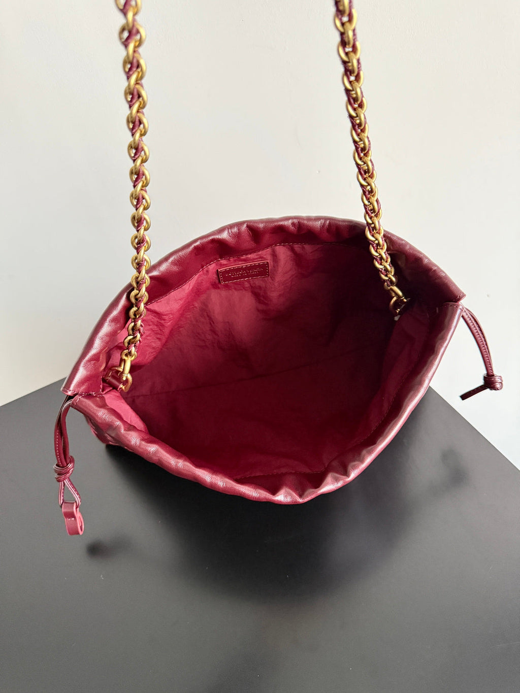Bottega Veneta Dustbag Notte Leather Pouch -Wine Red 839394
